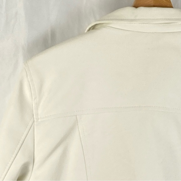 Love Tree White Vegan Leather Moto Zipper Jacket Size Large - Picture 12 of 16